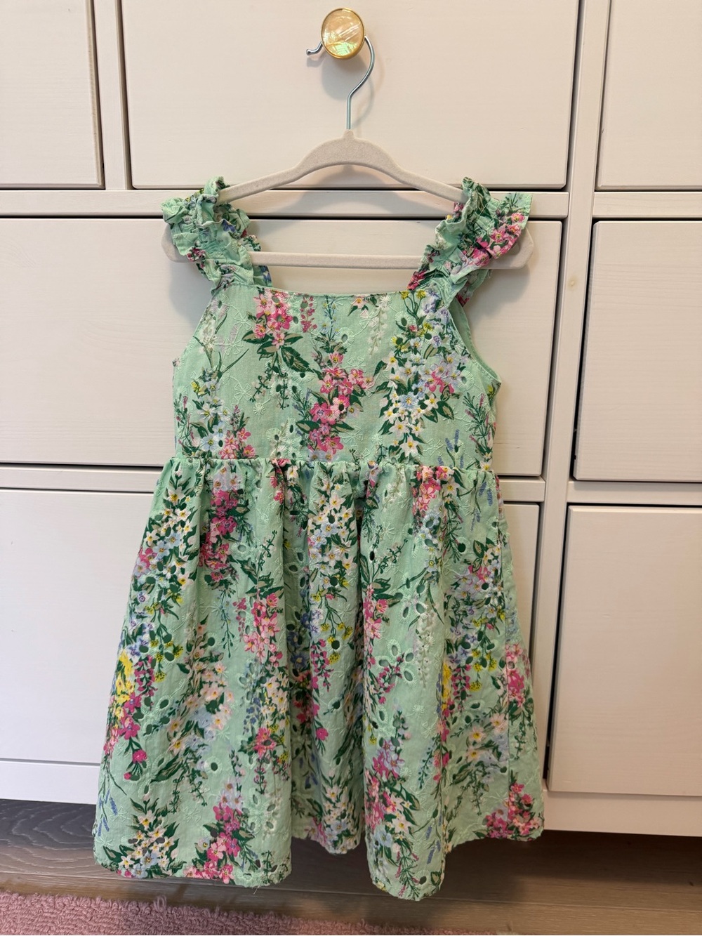 Mint Green Floral Ruffle Strap Dress
